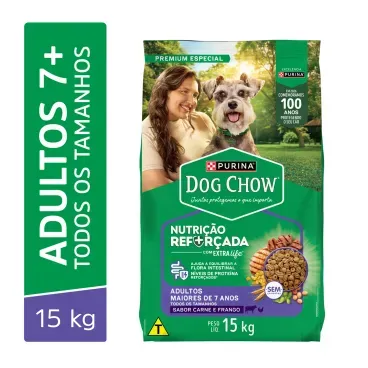 Ração Dog Chow Cães Adultos 7+ Longevidade Carne, Frango e Arroz